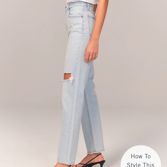 NWT Abercrombie & Fitch 90s Ultra High Rise Straight Jeans. 31L. - Picture 6 of 10